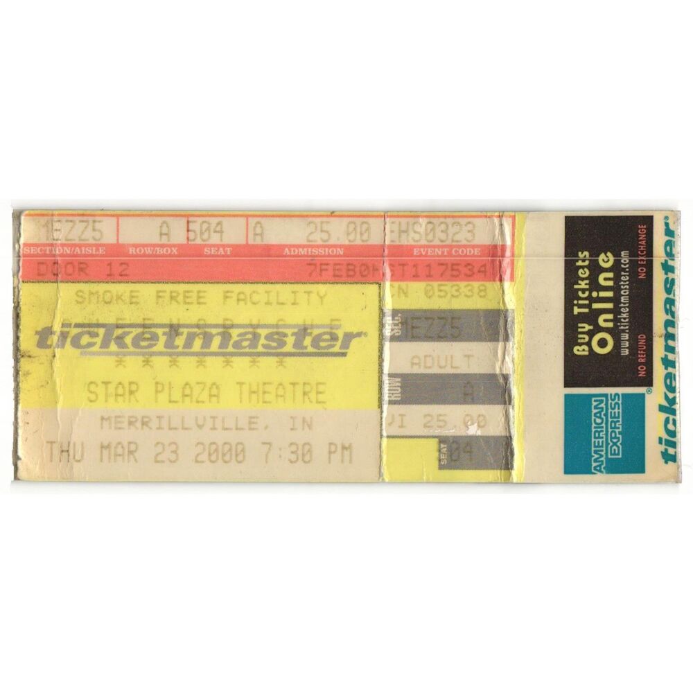 Vintage 2000 Queensryche Concert Ticket Stub Merrillville IN
